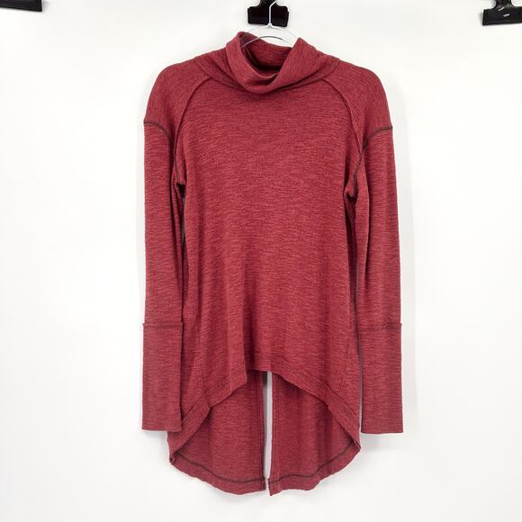 We The Free Free People Burnt Red Soft Turtleneck Tunic Top Split Back Womens XS - Picture 3 of 11